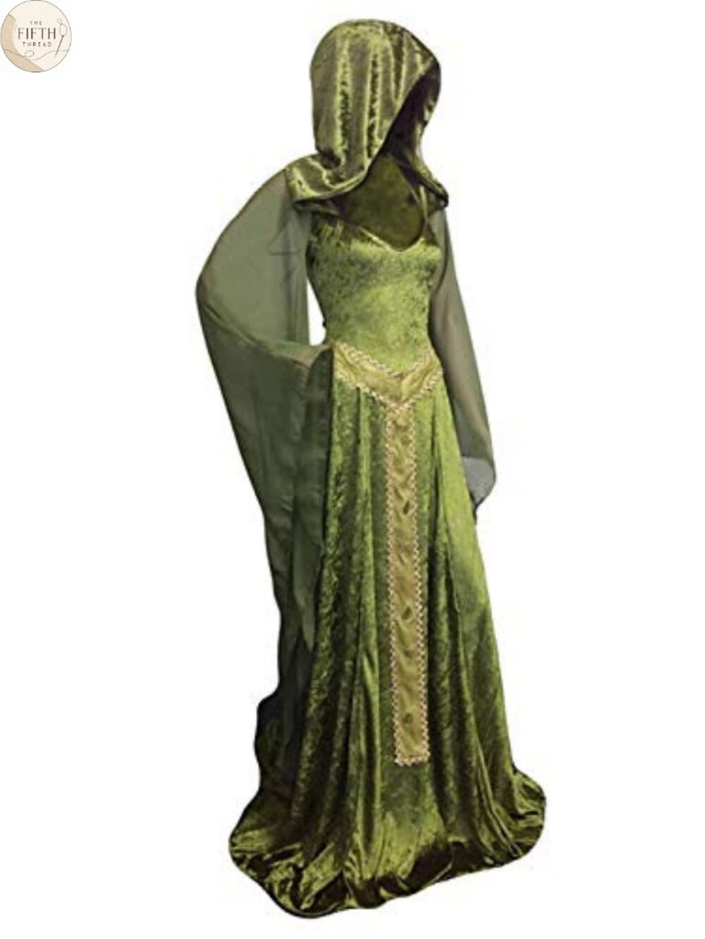 Medieval Renaissance Hooded Lace Up Velvet A-Line Gown
